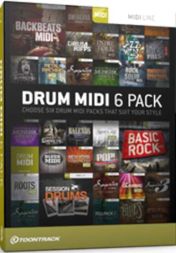 Toontrack Drums MIDI 6 Pack - Download i gruppen Live & Studio / Studio / Mjukvara hos Musikanten i Ume AB (2-834152)