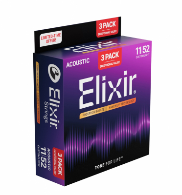 Elixir PBCL 11-52 Phosphor Bronze [3-pack] i gruppen Str�nginstrument / Str�ngar / St�lstr�ngar hos Musikanten i Ume� AB (16568)