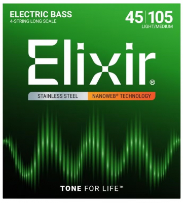 Elixir 14677 Stainless Steel NANOWEB bassträngar 045–105