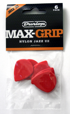 Dunlop Jazz III Maxgrip Plektrum [6-pack] - rd i gruppen Strnginstrument / Tillbehr / Plektrum & Plektrumhllare hos Musikanten i Ume AB (4-150475)