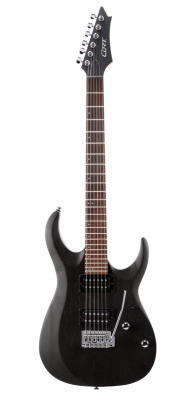 Cort elgitarr med humbuckermikrofoner och lättspelad hals.
