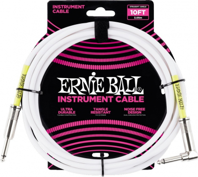 Ernie Ball 6049 3 meter l�ng vit gitarrkabel