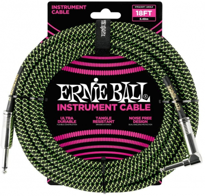 Ernie Ball 6082 5.5 meter l�ng instrument i snygg gr�n-svart tygh�lje