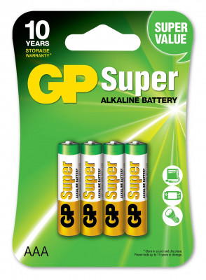 GP Super Alkaline LR03/AAA Batterier [4-pack] i gruppen Strnginstrument / Tillbehr / Reservdelar hos Musikanten i Ume AB (73-E924)