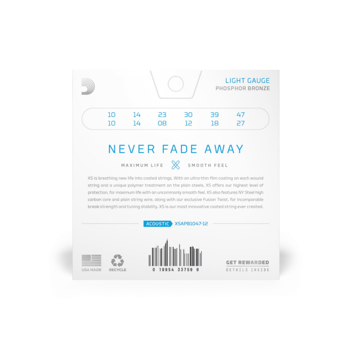 DAddario XSAPB1047-12 10-47 [12-str] XS Phosphor Bronze