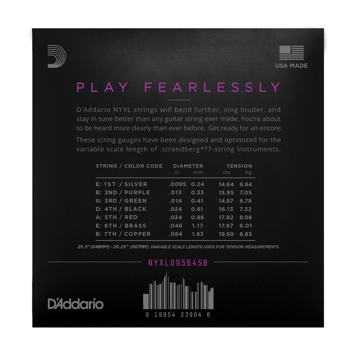 DAddario NYXL 095-64 Strandberg