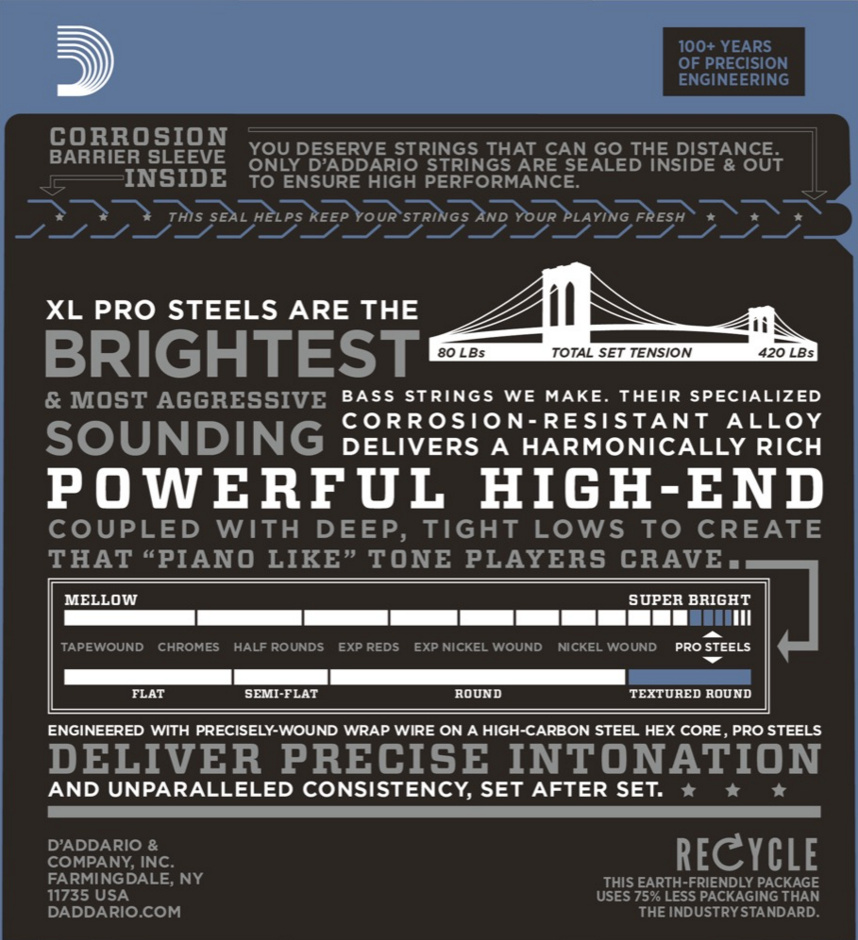 DAddario EPS230 ProSteels Bass 55-110