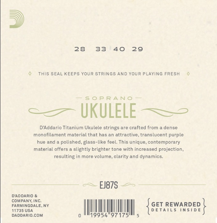 DAddario EJ87S Sopran Ukulelestr�ngar