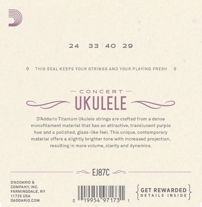 DAddario EJ87C Concert Ukulelestr�ngar