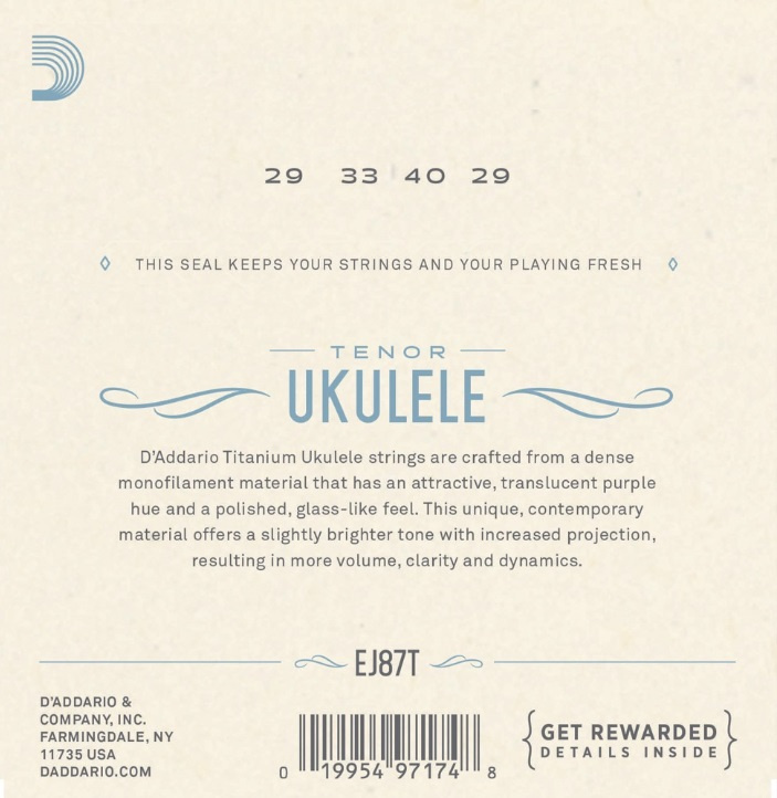 DAddario EJ87T Tenor Ukulelestr�ngar