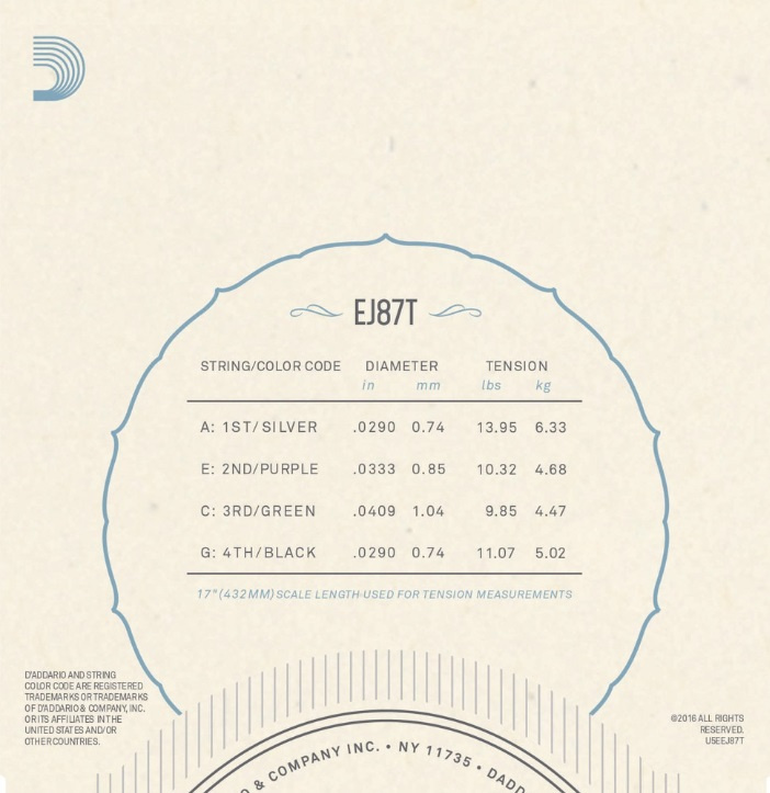 DAddario EJ87T Tenor Ukulelestr�ngar