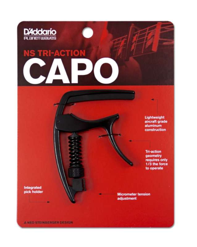 DAddario PW-CP-09 NS Tri-Action Capo - Black