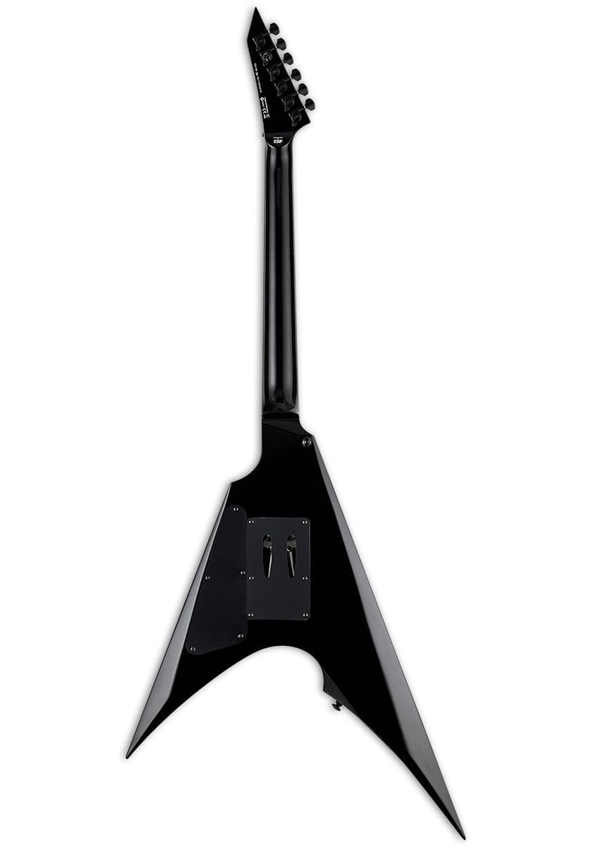 Baksidan av en ESP LTD Arrow-200 elgitarr i svart finish.