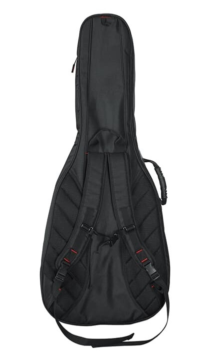Baksidan av en Gator GB-4G-ACOUSTIC gigbag för akustisk gitarr