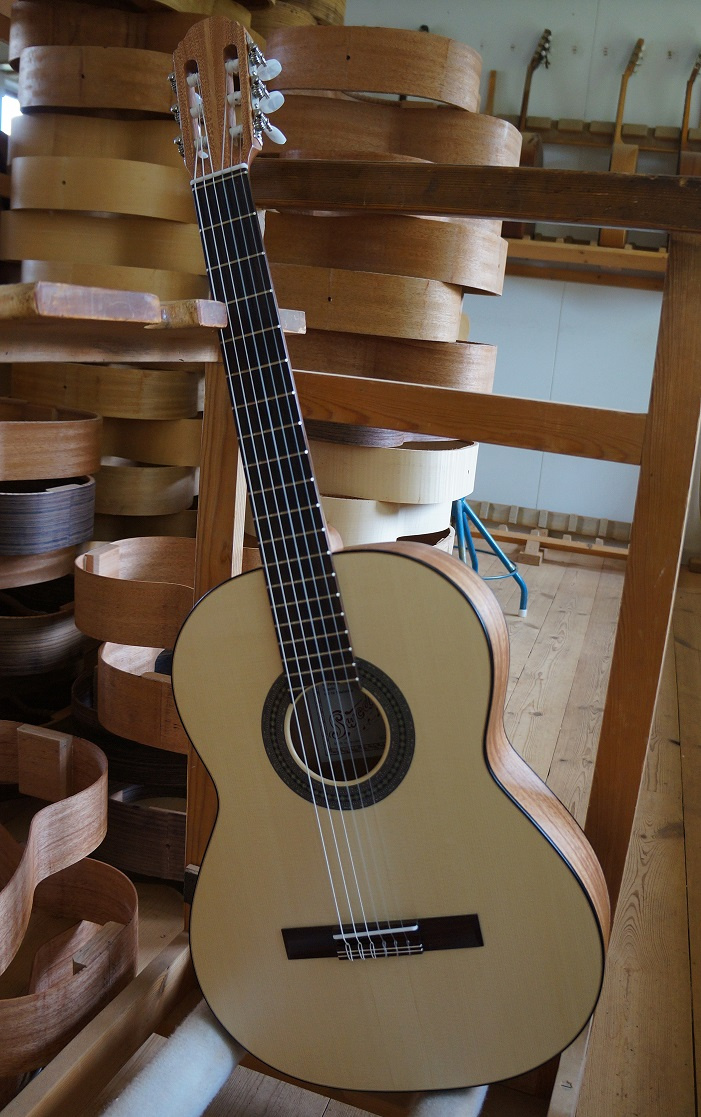 Gitarren avbildas i fabriksmilj� rakt framifr�n