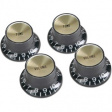 Gibson Top Hat Knobs - Black w. Gold [4-pack]