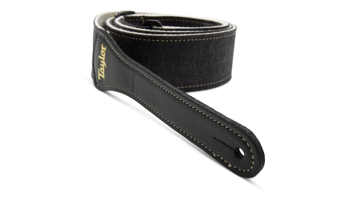 Taylor Vegan Guitar Strap - Herringbone Hemp Cotton Black