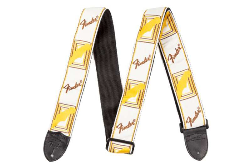 Fender Monogram Strap - White/Brown/Yellow