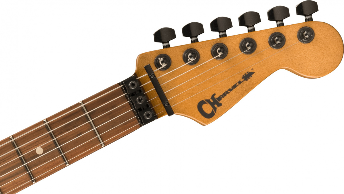 Huvudet av en Charvel Pro-Mod SD1 HH FR Weathered White