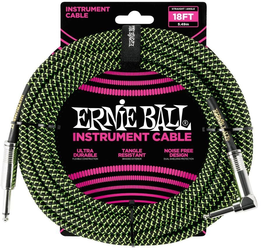 Ernie Ball 6082 5.5 meter l�ng instrument i snygg gr�n-svart tygh�lje