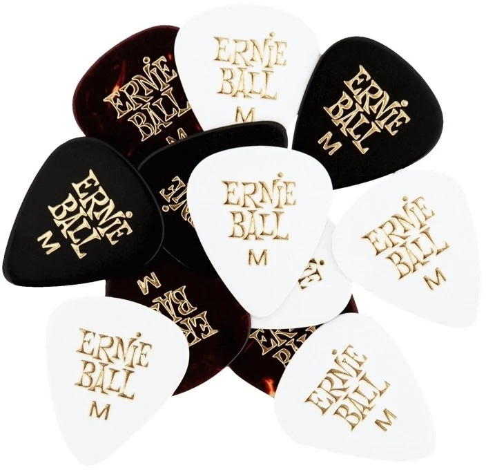Ernie Ball plektrum i 12-pack mixade f�rger, medium tjocklek