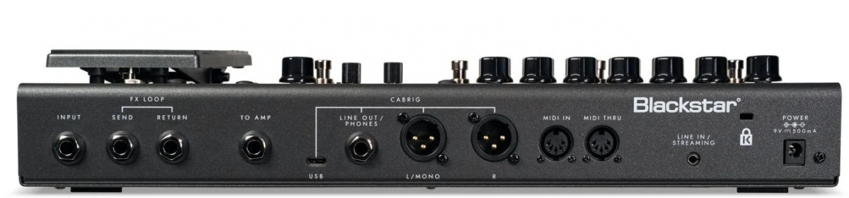 Baksidan av Blackstar ID:X Floor Three multieffekt f�r elgitarr