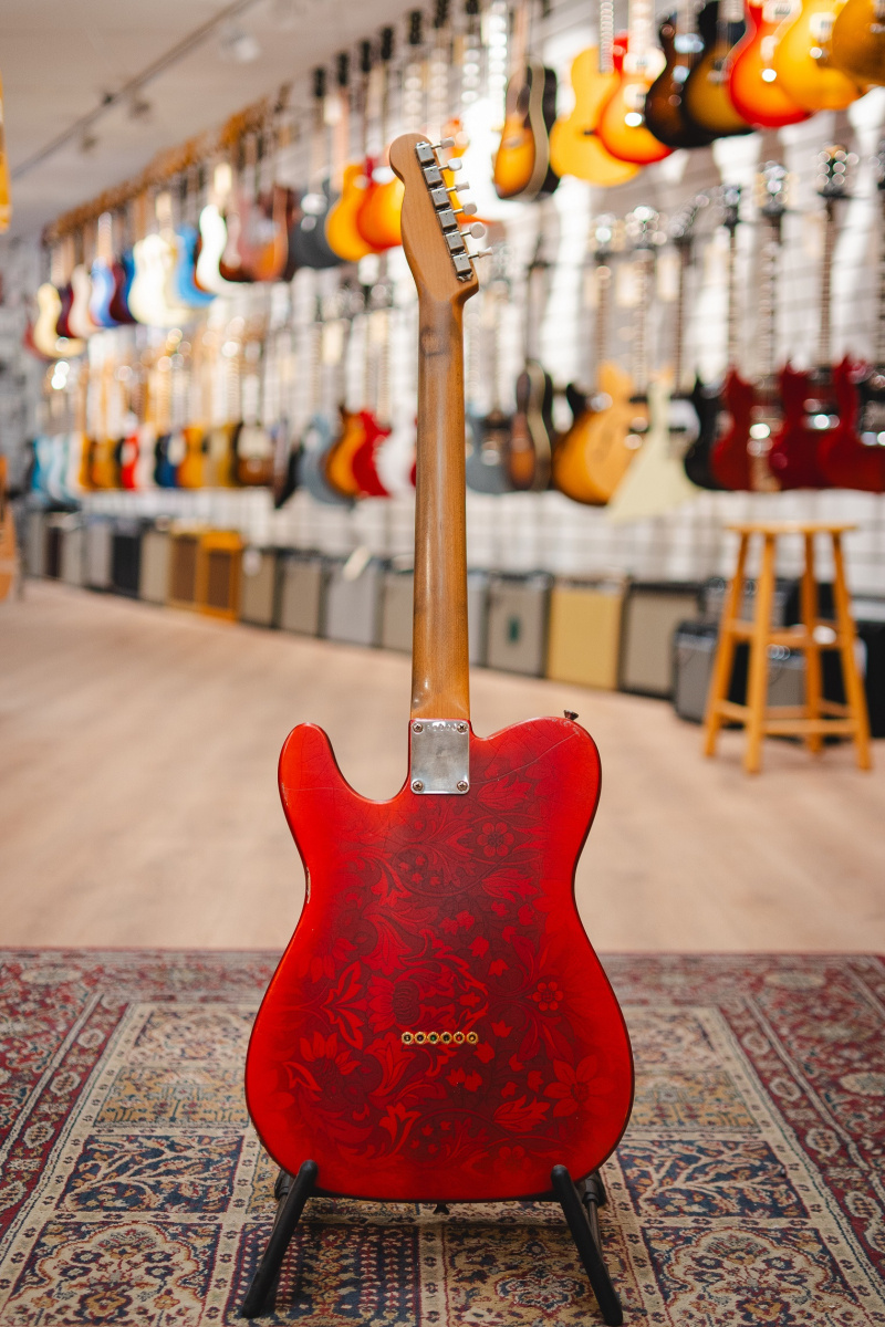 Belle Guitars Custom Tele Candy Apple Red over Floral