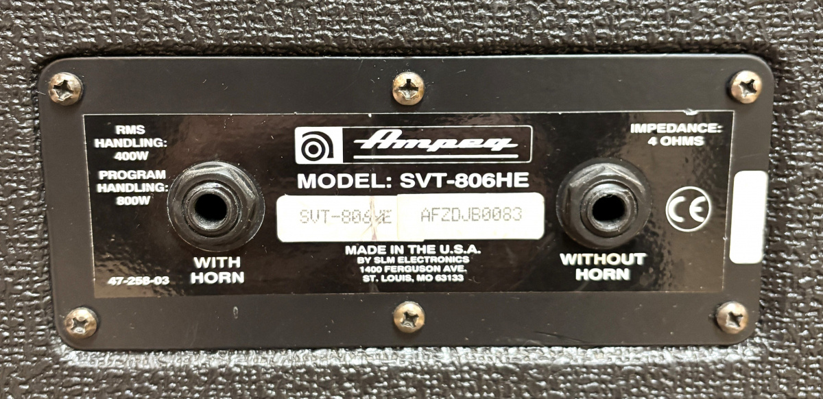 Ampeg SVT-806HE högtalarlåda - Begagnad