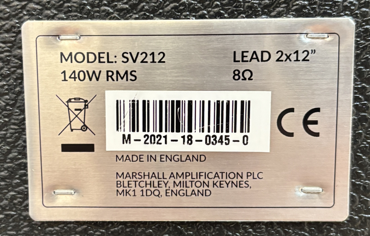 Marshall SV212 Kabinett - begagnad