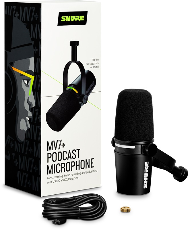Shure dynamisk mikrofon f�r podcast, b�de USB-C och XLR