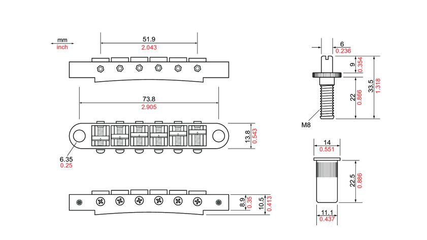 TonePros Tune-O-Matic Stall - Black