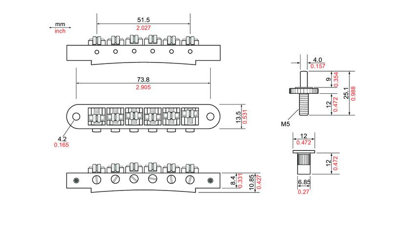 TonePros Tune-O-Matic Stall Rullsadlar - Chrome
