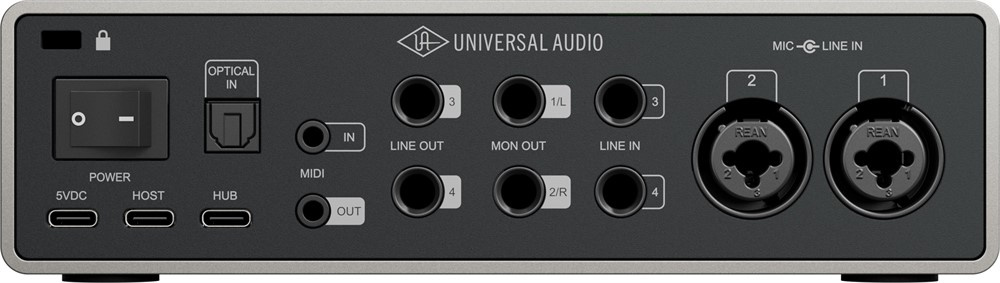 Universal Audio Volt 4 Gen 2 ljudinterface bakifrån