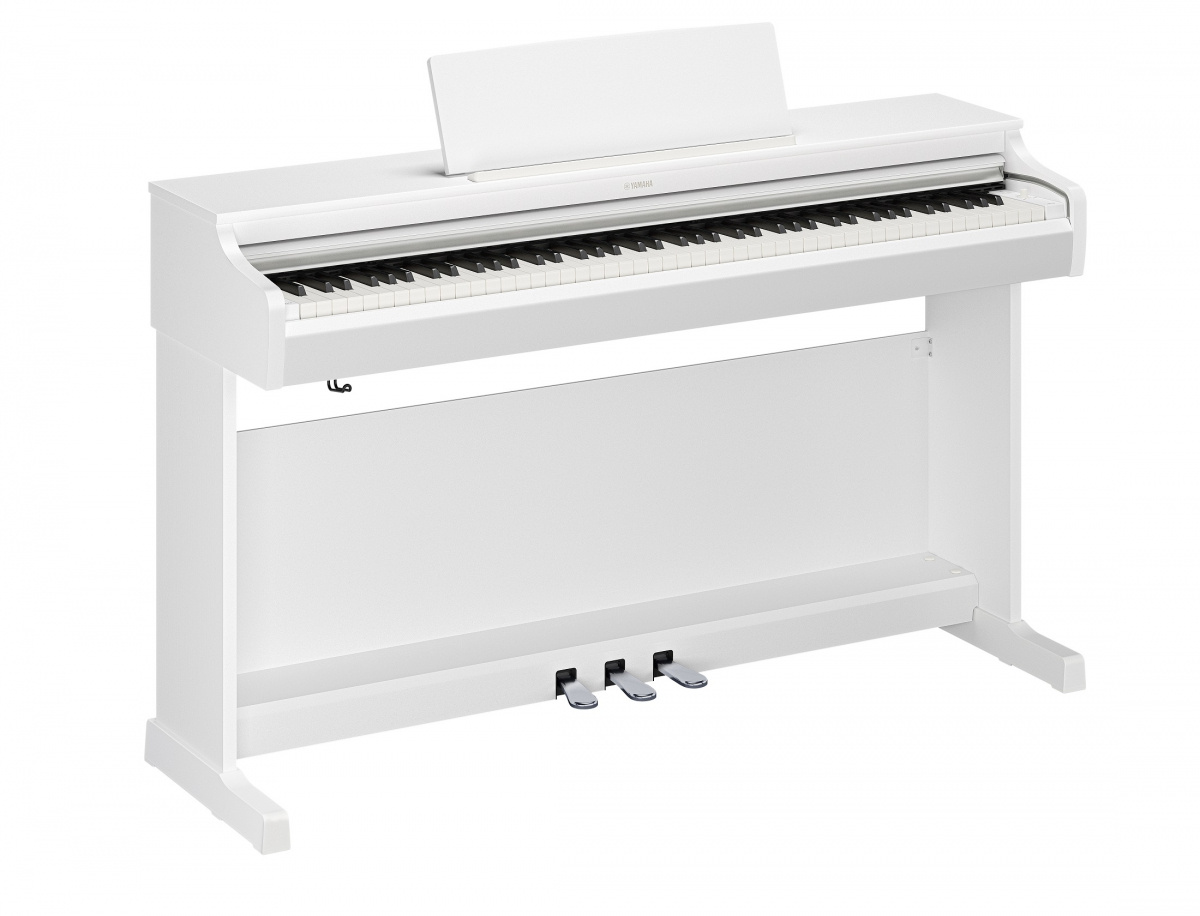 Yamaha YDP-166 i vitt utf�rande – elegant digitalpiano f�r nyb�rjare och avancerade pianister.