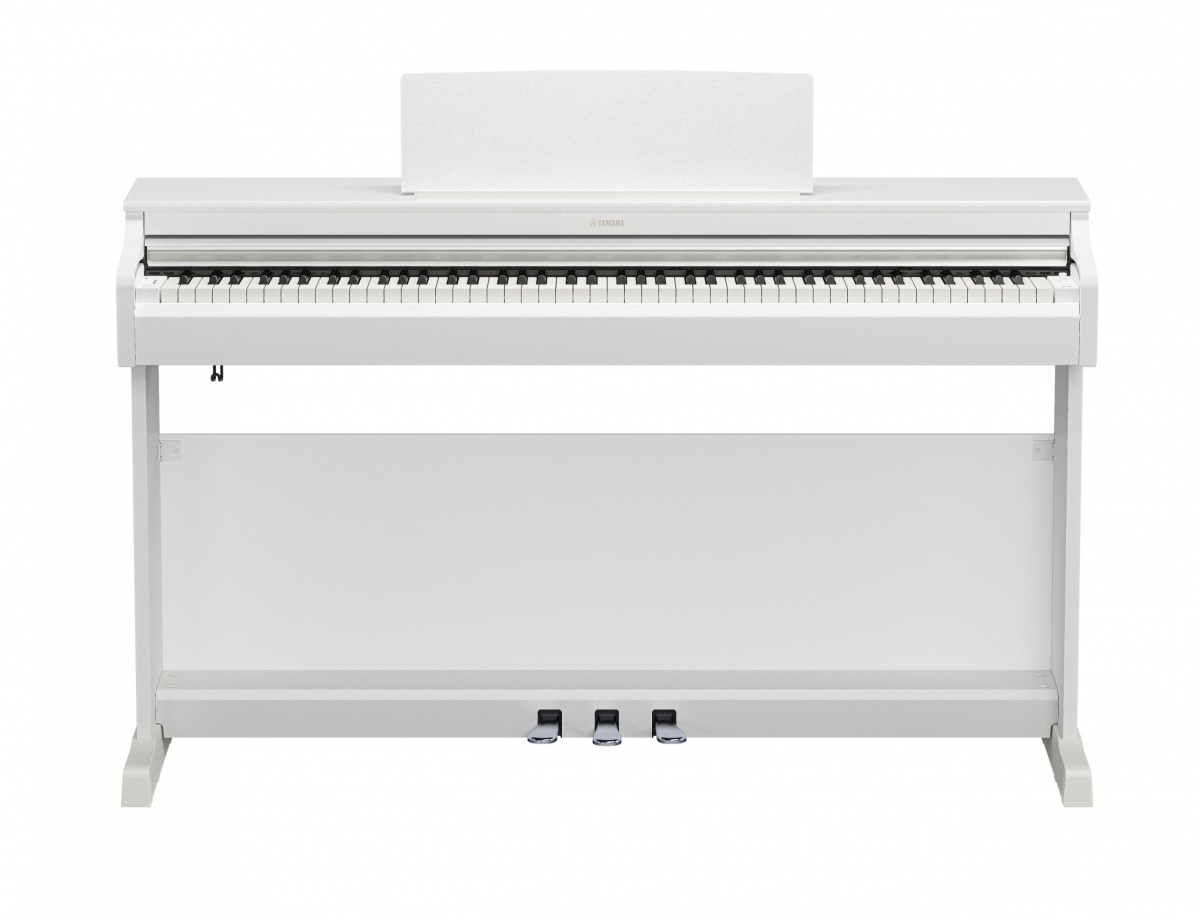 Yamaha YDP-166 i vitt utf�rande – elegant digitalpiano f�r nyb�rjare och avancerade pianister.